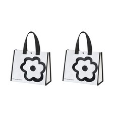花朵圖案購物袋 黑色 S, 1個, 2件