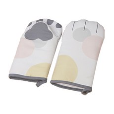 貓腳掌烤箱手套, 灰色的, 2個