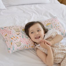 아띠블랑 인견 유아 와이드베개 커버 2p + 속통 1p, 핑크레빗