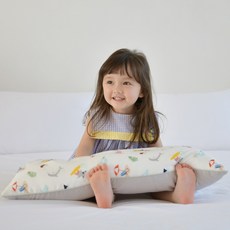 ahtty blanc 孩童印花寬枕頭+枕頭套 2入, 考拉海灘