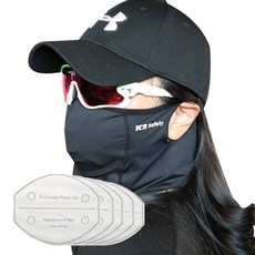 K2 Safety 多功能面罩+過濾棉 5入, 黑色的