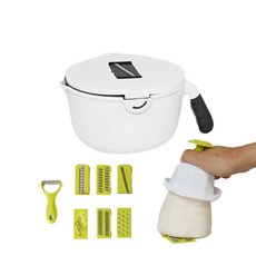 刨菜碗+護手握柄+刨絲器 7入組, 白+黑（混合球）