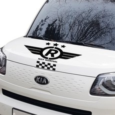 Creco Ray 車用 R翼 標誌貼紙, 黑色, 1個