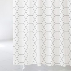 浴簾 SC66 1520*1880mm+不鏽鋼掛鉤 12入+白色窗簾桿組合, 1套