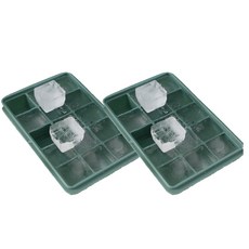 馬卡龍色系矽膠方形製冰盒 15格 2入, 綠色