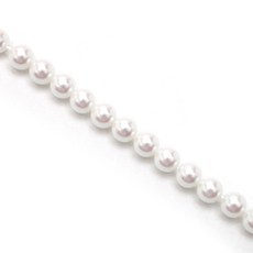 核珍珠珠子 6mm, 白色, 65顆