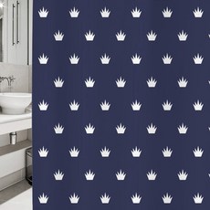 디자인수풀 샤워 커튼 1800 x 1880 mm SC86 + 스테인리스 고리 12p + 커튼봉 화이트 세트, 1세트