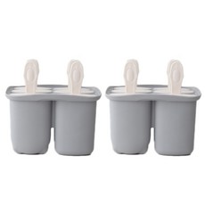 粉彩系矽膠6格冰棒模具, 灰色, 2個