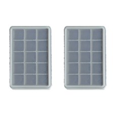 馬卡龍色系矽膠方形製冰盒 15格 2入, 灰色