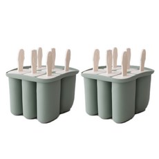 粉彩系矽膠6格冰棒模具, 深綠色, 2個