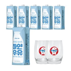 빙그레 하얀 멸균우유 1L x 6p + 레트로컵 2p 세트, 6L, 1세트