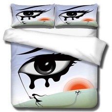 이불 커버 + 베개커버 2p 세트, 새드 아이즈 일러스트(A_RD_537)