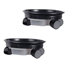 Homidatkeom 移動式圓形花盆接水盤 2入, 黑色