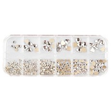 글로우 크리스탈 원형 네일 하트스톤 12세트 11, 혼합색상, 1개