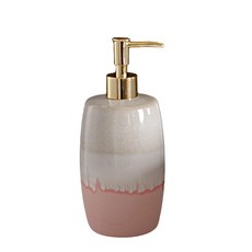 圓筒型陶瓷液體清潔劑分裝瓶 YT_RA564, 粉紅色 白色, 1個