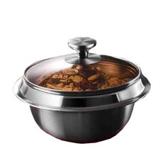 CASANI 電磁爐適用3層式鏽鋼湯鍋+鍋蓋 FB069, 混色, 16cm