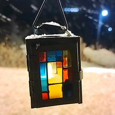 Nascafi LED桌燈 情境燈 燭台 彩繪玻璃, 黑色