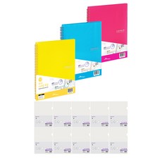 ECO Chungwoon 多色彈簧線圈文件夾 20頁 A4 3入+多色L型文件夾 10入, 隨機發貨（彈簧銼），透明（L夾）, 1套