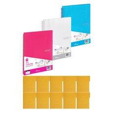 ECO Chungwoon 多色彈簧線圈文件夾 20頁 A4 3入+紙質黃色公文夾 10入, 隨機發貨（春檔），黃色（硫化日）, 1套