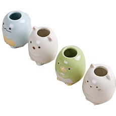 Win Win Company YT_RC238 迷你動物朋友陶瓷牙籤盒, 混色, 4個