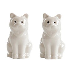 Win Win Company YT_RC235陶瓷坐著的貓咪牙籤盒, 白色的, 2個