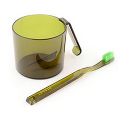 WEDENT 威登 Unique倒立瀝水漱口杯+牙刷組, 卡其色, 1套