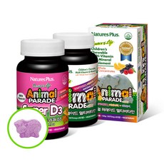 Natures Plus 動物造型咀嚼錠 綜合維他命+維他命D3, 1組