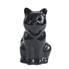 Win Win Company YT_RC235陶瓷坐著的貓咪牙籤盒, 黑色的, 1個