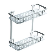 鋁製浴室一字雙層層架, 混合色, 1個