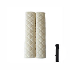 메오 포인트 격자무늬 안전벨트 커버 2p + 차량용 먼지털이개, 아이보리, 1세트