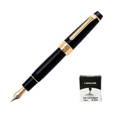 SAILOR 寫樂 質感鋼筆+卡式墨水管 12入, M, 黑色（鋼筆），黑色（墨水）