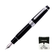 SAILOR 寫樂 鋼筆 21K+墨水 12入, M, 黑色（鋼筆），黑色（墨水）
