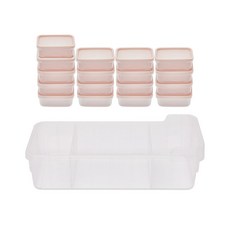 cimelax 保鮮盒 粉紅色 260ml 17入 + 托盤組合, 1套, 1個