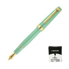 水手鋼筆 Shikiori 童話 14K 龍宮 + 墨盒 12p 超值套裝, 中頻, 祖母綠（鋼筆），黑色（墨水）