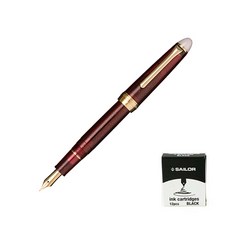 SAILOR 寫樂 質感鋼筆+卡式墨水管 黑色 12入, F, 平鋪