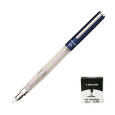 SAILOR 寫樂 HighAce Neo 透明書法鋼筆 + 黑色墨水卡管 13入, 1.5mm, 藍色