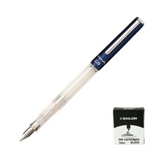 SAILOR 寫樂 質感鋼筆+卡式墨水管 黑色 12入, 2mm, 藍色