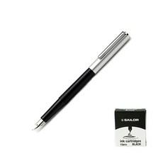 Sailor High Ace Neo 鋼筆 + 墨盒 黑色 12p, F, 黑色的