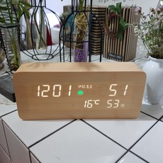 LED溫度濕度電子鐘, 木色