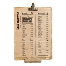 My Menu A4用文件夾板 木質咖啡廳菜單+支架, 1套