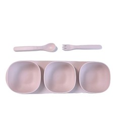 루시코퍼레이션 유아용 식기 세트, 핑크, 트레이, 보울 3p, 숟가락, 포크, 1개