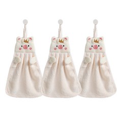 皇冠豬擦手巾, 白色, 3個