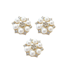 Biz Life 方晶珍珠鈕扣 27mm B-0032, 混色, 3個