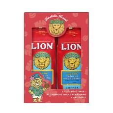 LION COFFEE Lioncoffee 香草夏威夷豆間果風味咖啡粉 198g+咖啡豆 283g, 2種咖啡, 1組
