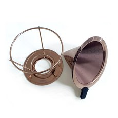 鈦合金半永久不鏽鋼咖啡濾杯錐形架兩用, 香檳金, 1入