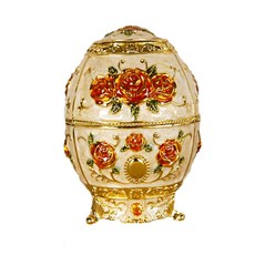 Top Cigar TCR室內擺飾雞蛋型玫瑰圖案牙籤盒, 金+橙花, 1個