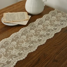 ANDCOTTON 康乃馨蕾絲桌旗, 象牙白, 20 x 90 cm