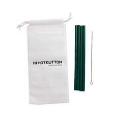 HOT BUTTON 環保矽膠吸管 21mm 綠色, 1組, 4入