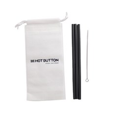 HOT BUTTON 環保矽膠吸管 25mm 灰色, 1組, 3入