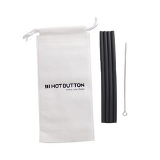 HOT BUTTON 重複使用型矽膠吸管 灰色 21cm, 1件, 4個